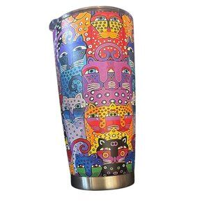 Laurel Burch Stainless Steel Tumbler 16 oz  Collage of CATS New With Box Gift